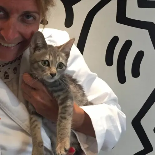 Dr. Jodie Poller holding a cat
